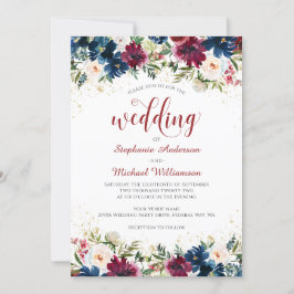 Invitación a la boda floral de la acuarela de la M