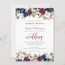 Invitación a la boda floral de la acuarela de la M