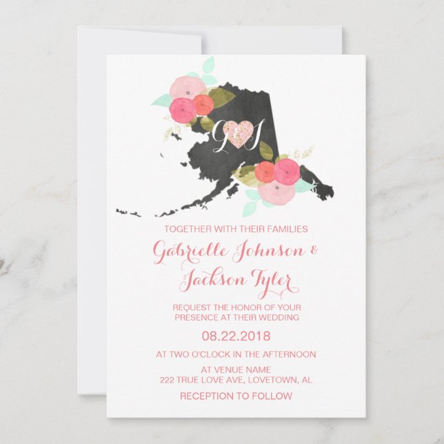Invitación a la boda floral de la acuarela del est (Anverso)