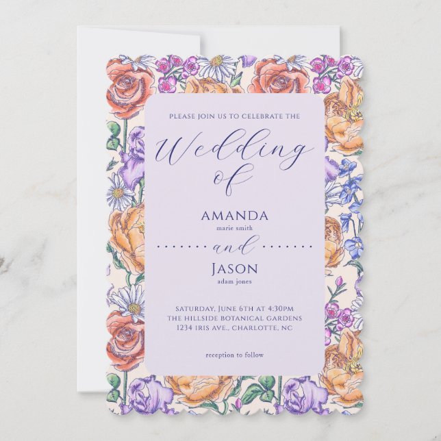 Invitación a la boda floral de la cabaña inglesa V (Anverso)