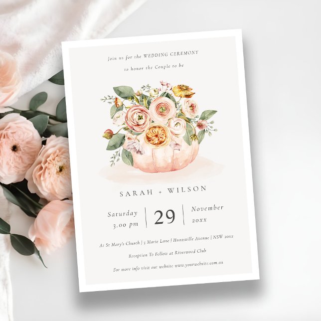 Invitación a la boda floral de la calabaza blanca  (Subido por el creador)
