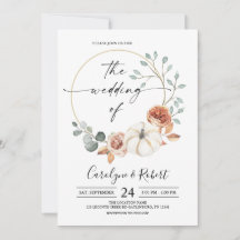 Invitación a la boda floral de la calabaza de otoñ
