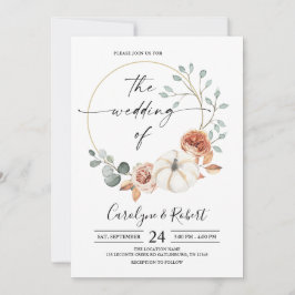 Invitación a la boda floral de la calabaza de otoñ