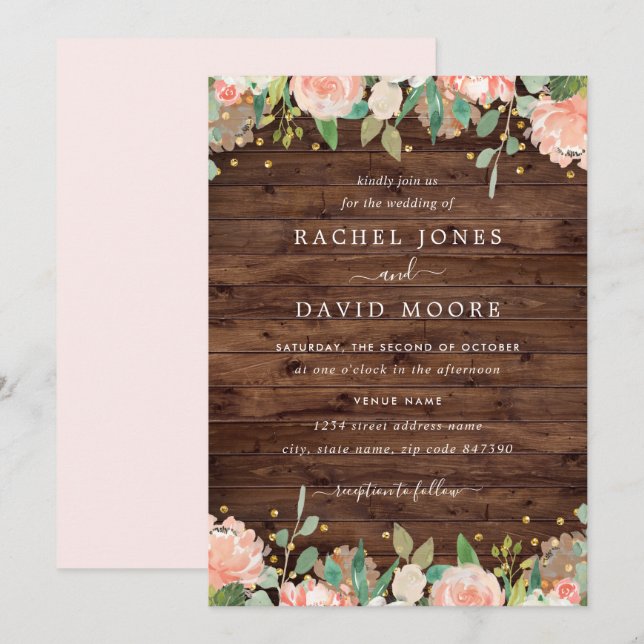 Invitación a la boda floral de la fiesta de la Rús (Anverso / Reverso)
