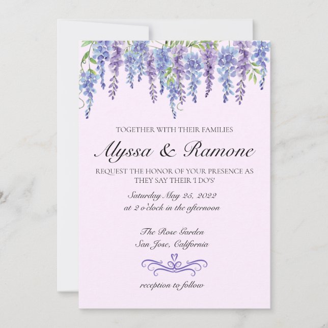 Invitación a la boda floral de la histeria acuarel (Anverso)