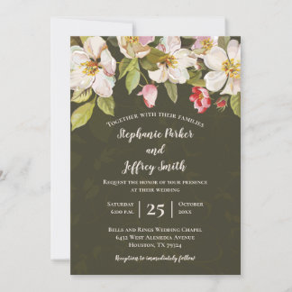 Invitación a la boda floral de la Magnolia rosa +