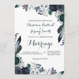 Invitación a la boda floral de la marina acuarela