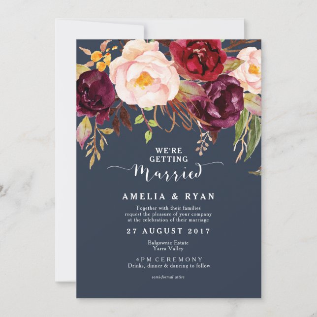 Invitación a la boda floral de la Marina de Borgoñ (Anverso)