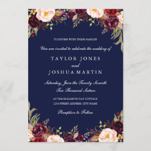 Invitación a la boda floral de la Marina de Borgoñ