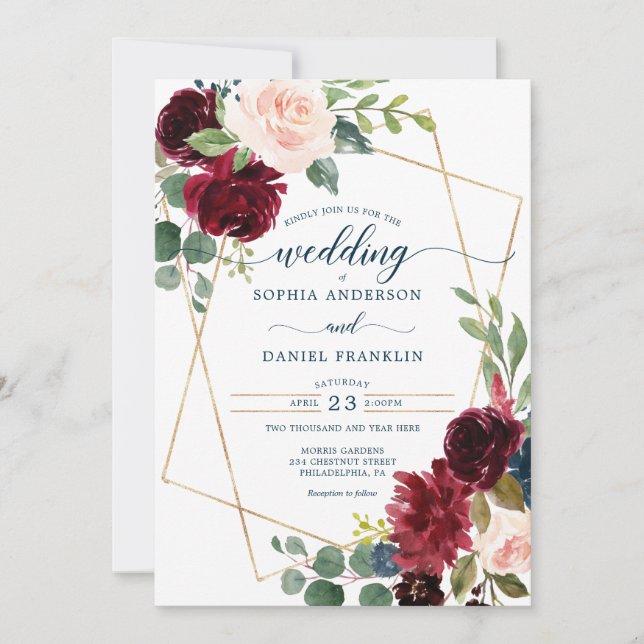 Invitación a la boda floral de la Marina de Borgoñ (Anverso)