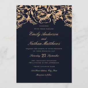 Invitación a la boda floral de la Marina de Oro Vi