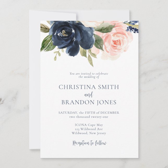 Invitación a la boda floral de la marina y la Rubo (Anverso)