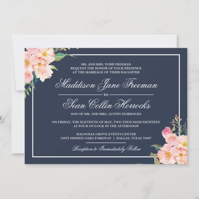 Invitación a la boda floral de la marina y la Rubo (Anverso)