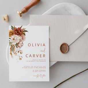 Invitación a la boda floral de la puesta de sol