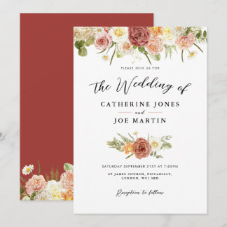 Invitación a la boda floral de la Tierra Rústica
