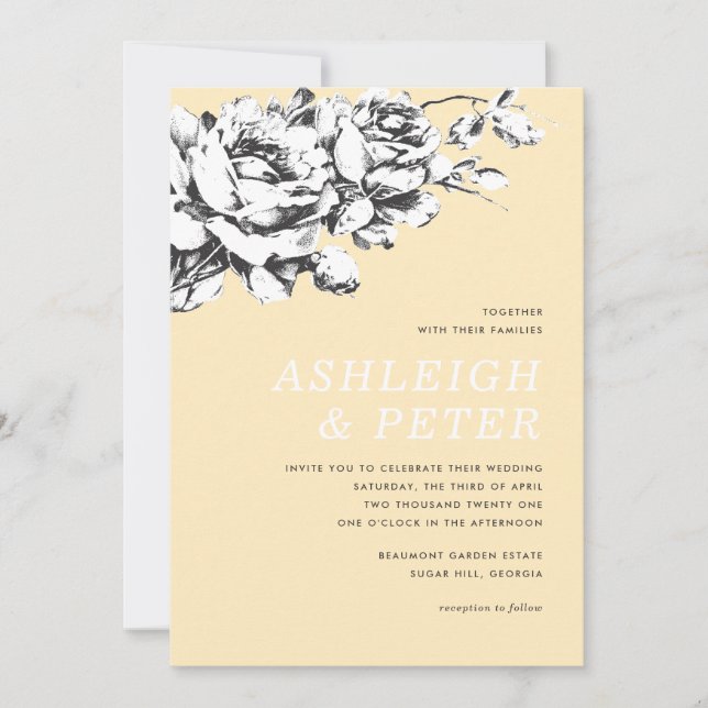 Invitación a la boda floral de La Vie en Rosa - Am (Anverso)