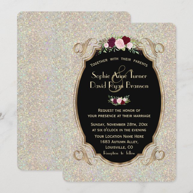 Invitación a la Boda Floral de las Secuencias de O (Anverso / Reverso)