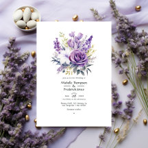 Invitación a la boda floral de lavanda digital