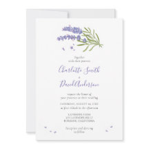 Invitación a la boda floral de lavanda morada