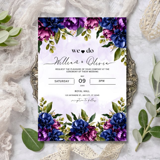 Invitación a la boda floral de Lavender, elegante  (Subido por el creador)