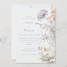 Invitación a la boda floral de lila romántica