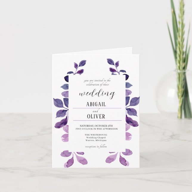 Invitación a la boda floral de Lilac (Anverso)