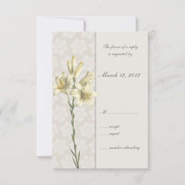 Invitación a la boda floral de Lillies blancos (Anverso)