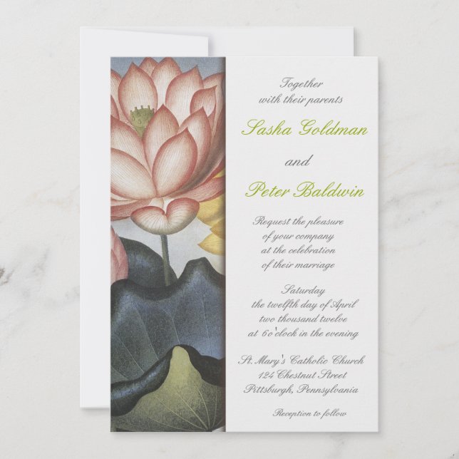 Invitación a la boda floral de Lilly Water (Anverso)