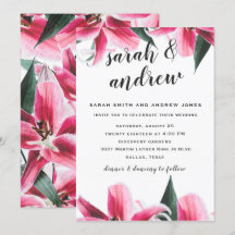 Invitación a la boda floral de Lily Stargazer Rosa