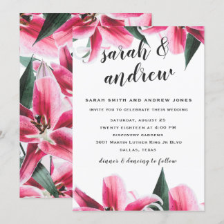 Invitación a la boda floral de Lily Stargazer Rosa