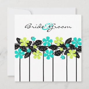 Invitación a la boda floral de limón y turquesa