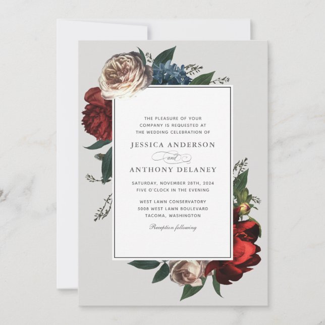 Invitación a la boda floral de lujo (Anverso)