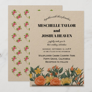 Invitación a la boda floral de lujo - Personalizab