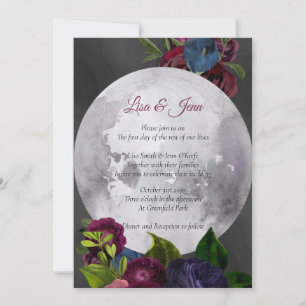 Invitación a la boda floral de luna llena