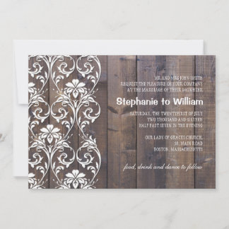 Invitación a la boda floral de madera rústica