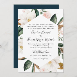 invitación a la boda floral de magnolia