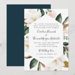 invitación a la boda floral de magnolia