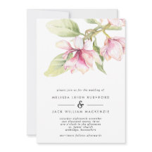 Invitación a la boda floral de Magnolias rosadas