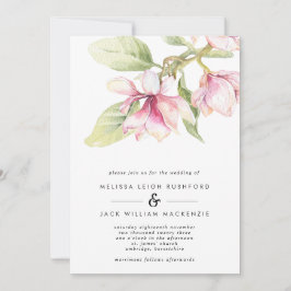 Invitación a la boda floral de Magnolias rosadas