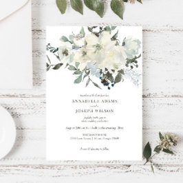 Invitación a la boda floral de marfil acuarela