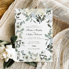 Invitación a la boda floral de marfil acuarela