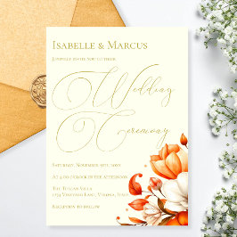 Invitación a la boda floral de marfil y oro