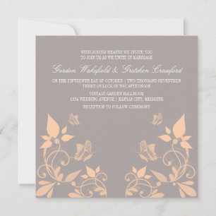 Invitación a la boda floral de mariposa de melocot