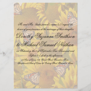Invitación a la boda floral de mariposas de giraso