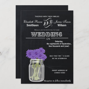 Invitación a la boda floral de Mason Jar en Chalkb