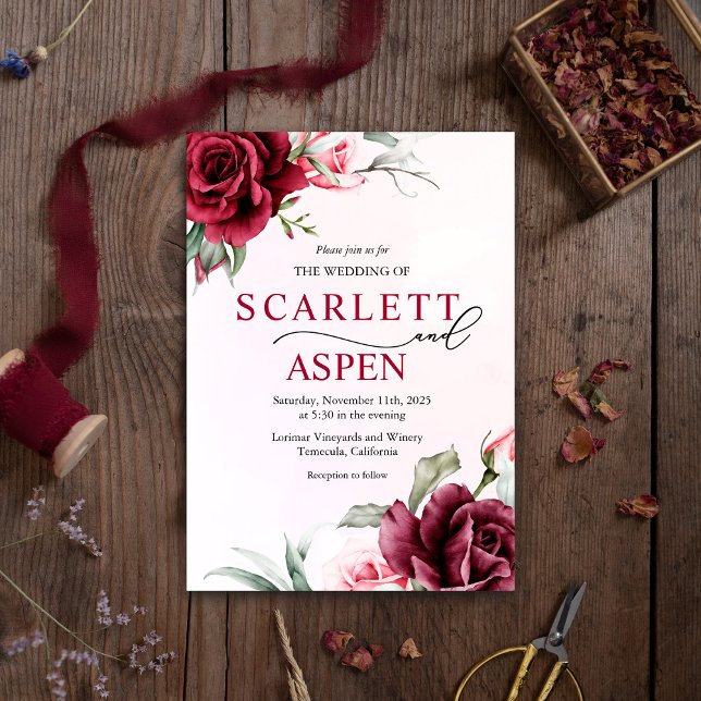 Invitación a la boda floral de Merlot en Borgoña (Subido por el creador)