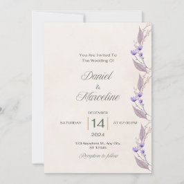 Invitación a la boda floral de moda