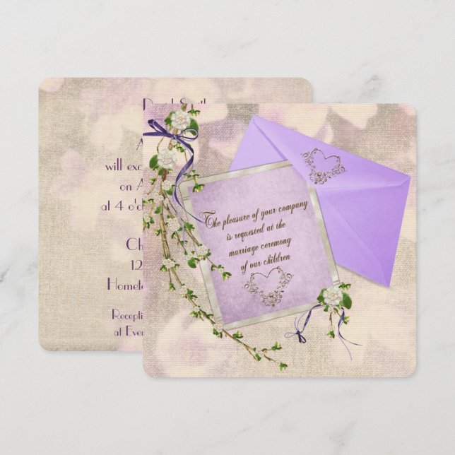 Invitación a la boda floral de moda (Anverso / Reverso)