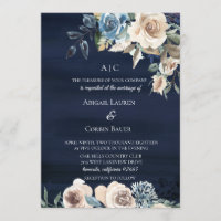 Invitación a la boda floral de Moody Blue Champagn