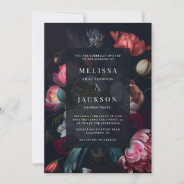 Invitación a la boda floral de Moody Peony